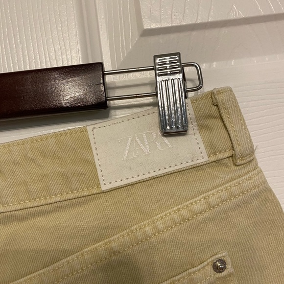 Pale yellow khaki ZARA Boho Shorts Cut Off NWT size 2 - Picture 6 of 8